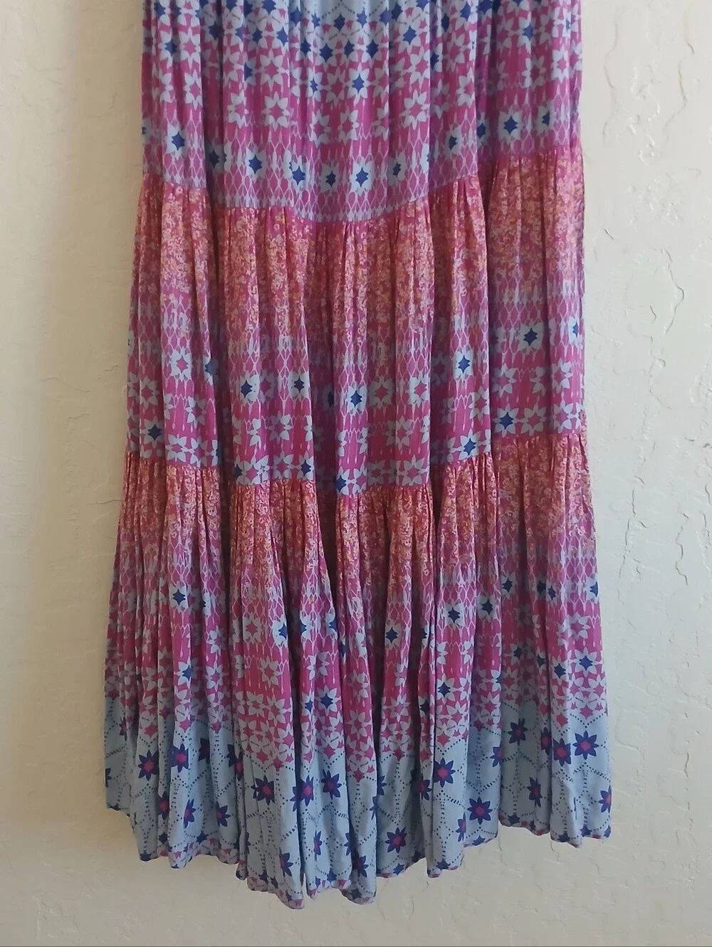 FREE PEOPLE Rare Feelings Prairie Maxi Dress Women's XS Ruffle Pleated Boho